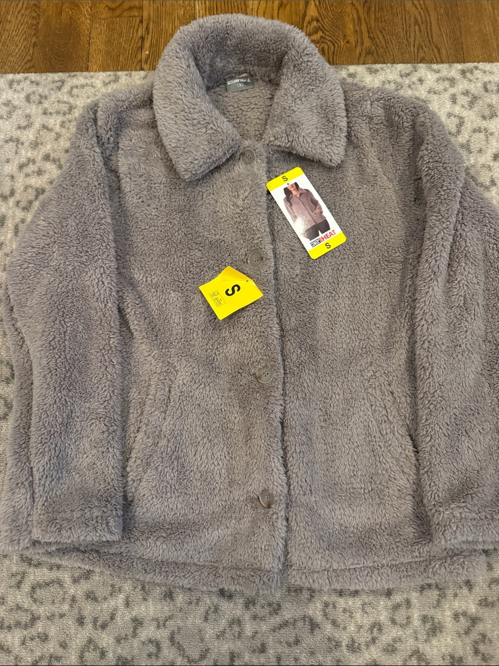 32 Degrees Plush Faux-Sherpa Button Jacket - Gray